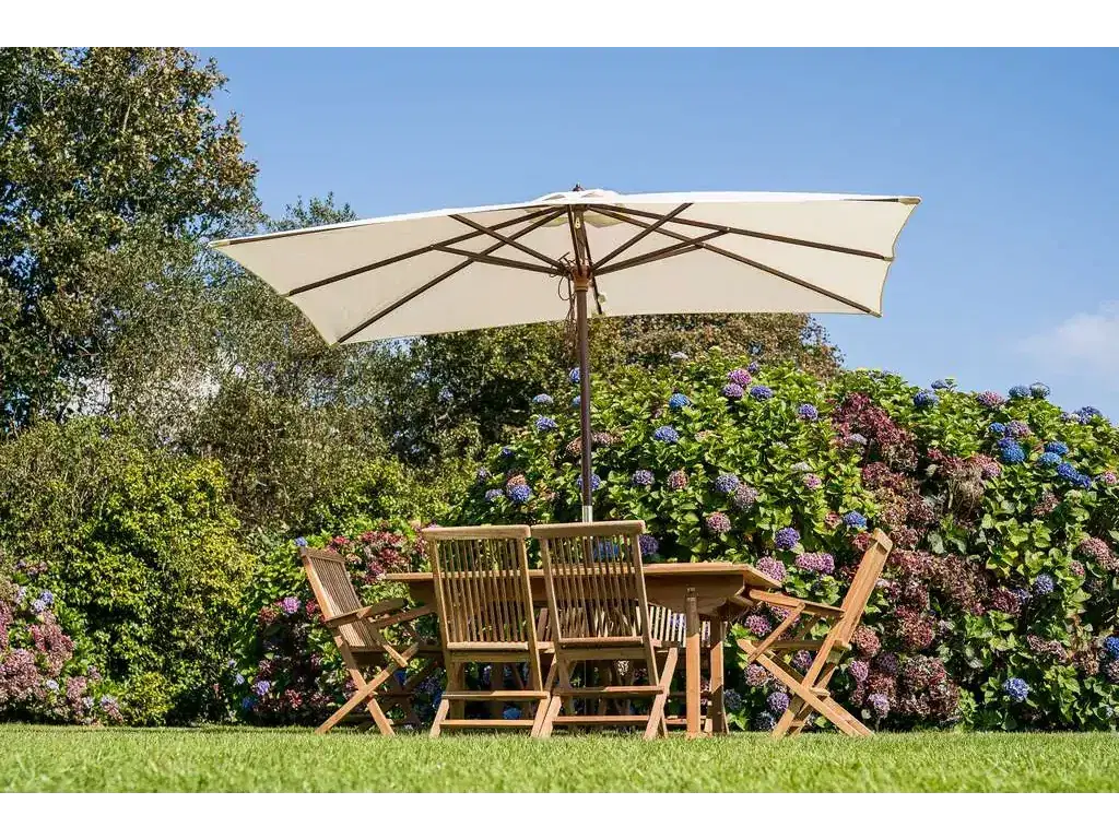 Cream Rectangular 3m x 2m Wooden Garden Parasol - Ottena Furniture