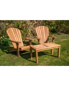 Teak Adirondack Couple Set with Rectangular Coffee Table