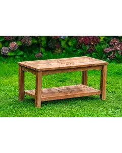 90cm Rectangular Solid Teak Coffee Table with Shelf