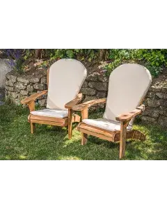 Solid Teak Double Adirondack Couples Set With Cushions