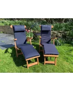 Solid Teak Sun Lounger Relaxing Set with Cushions