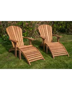 Teak Double Adirondack Couples Loveseat Set