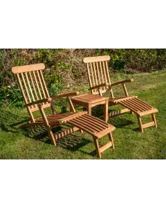 Teak Garden Sun Lounger Couples Set