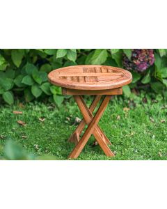 Solid Teak 50cm Circular Folding Coffee Table