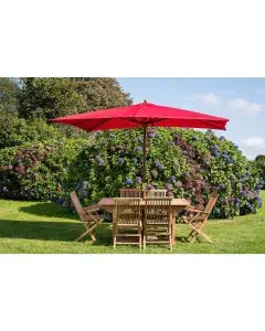 Red 3m x 2m Wooden Garden Parasol - Clearance