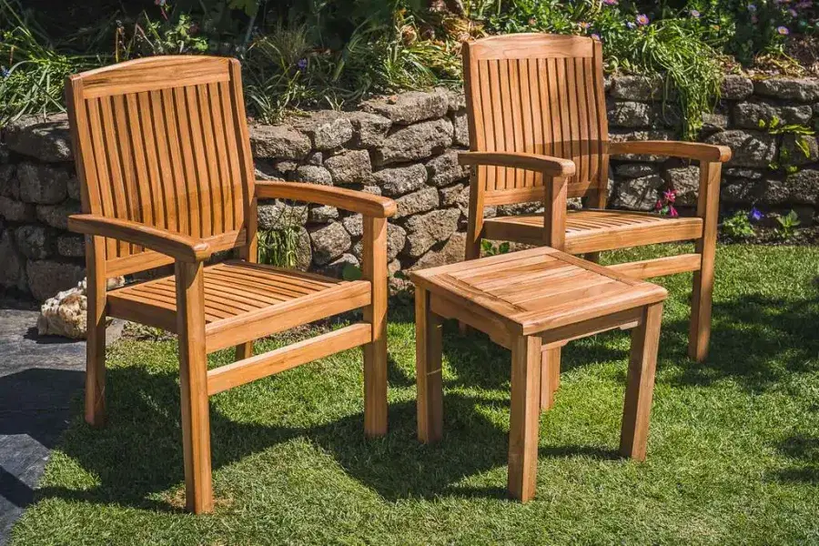 Fixed Solid Teak Charlotte Couples Set with Square Coffee Table