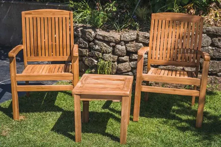 Fixed Solid Teak Charlotte Couples Set with Square Coffee Table