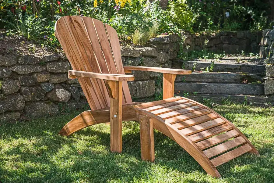 Teak Adirondack Garden Chair with Footstool