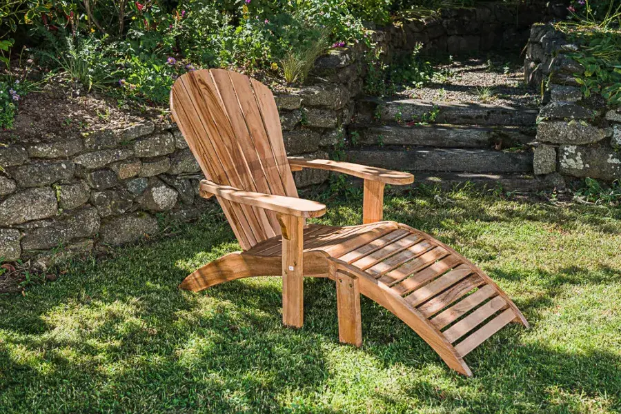 Teak Adirondack Garden Chair with Footstool