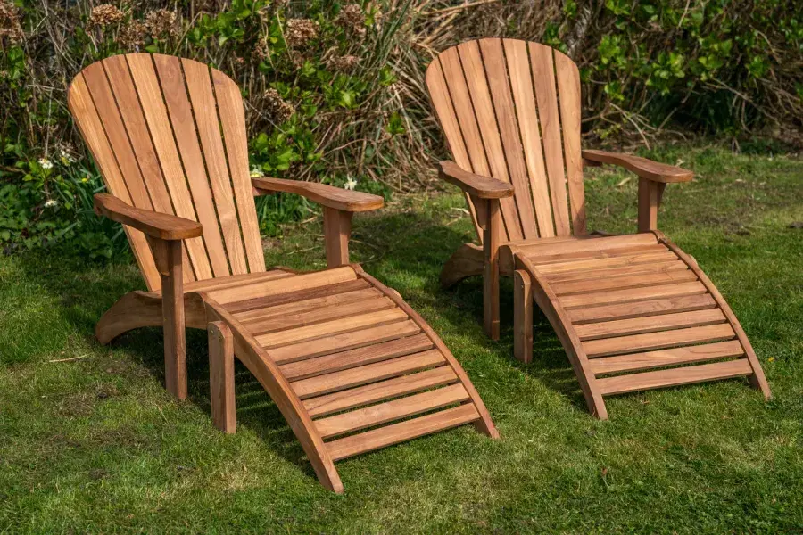 Teak Double Adirondack Couples Loveseat Set