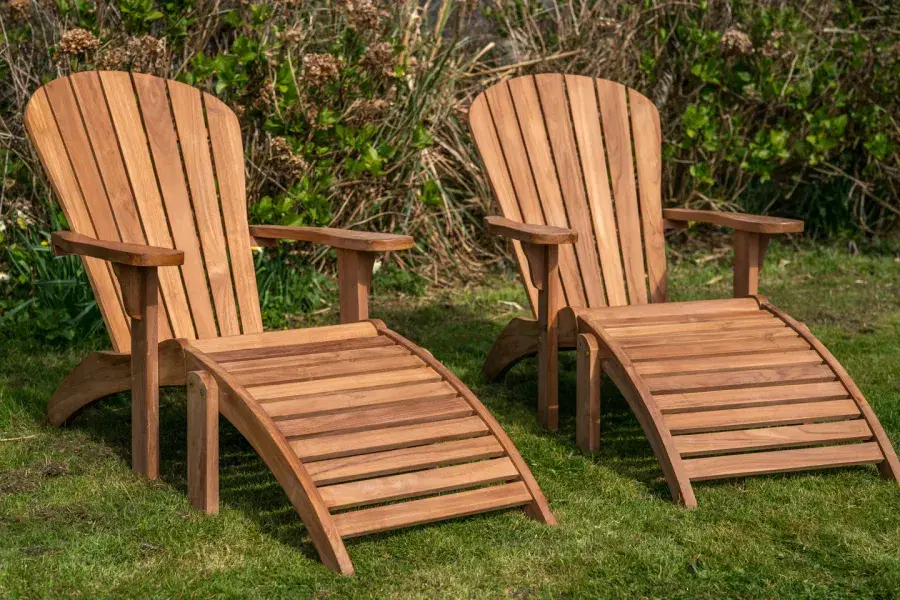 Teak Double Adirondack Couples Loveseat Set