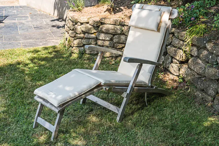 Folding Teak Steamer Chair with Cushion