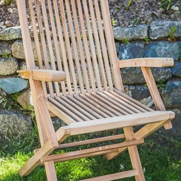 Classic Folding Teak Arm Chair (Pair)-53