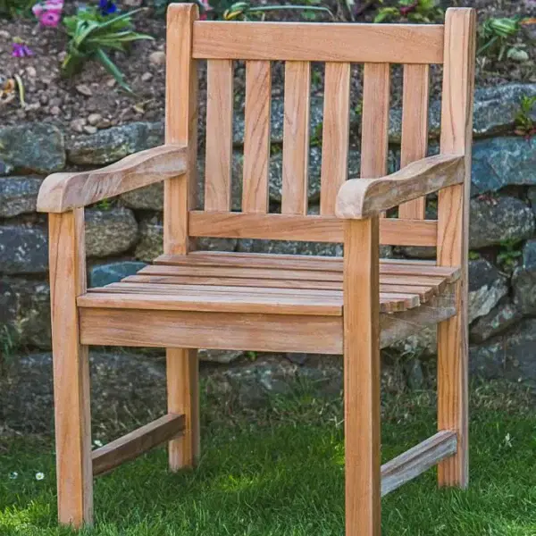 Teak fixed patio chair