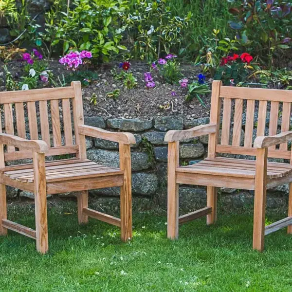 Teak fixed patio chair