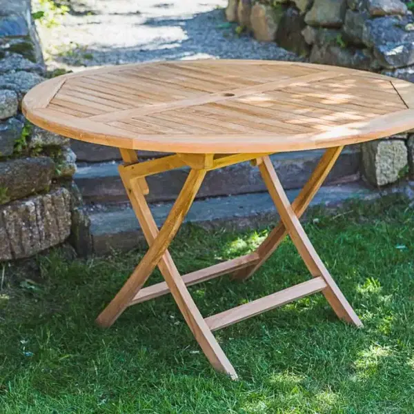 Teak Circular Folding Garden Table