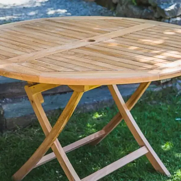 Teak Circular Folding Garden Table