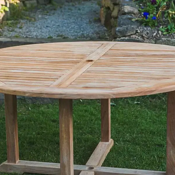 Teak Pedestal Round Garden Table
