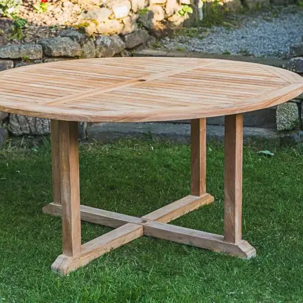 Teak Pedestal Round Garden Table