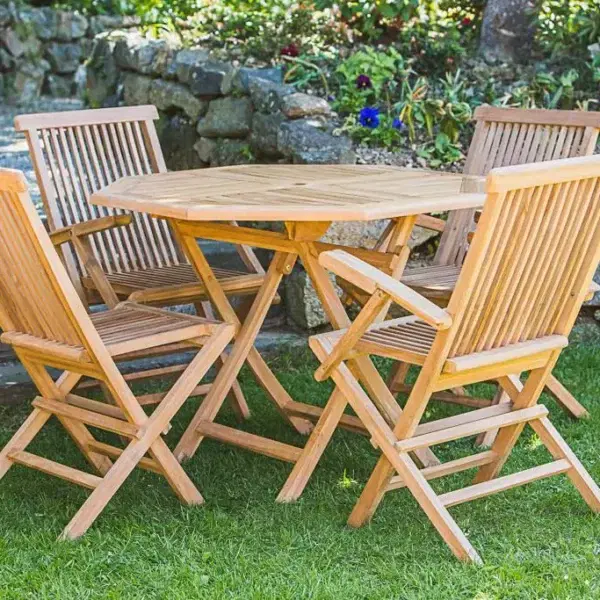 Octagonal Teak Table and Chair Set