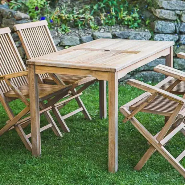 Teak Rectangular Garden Table and Chair Set