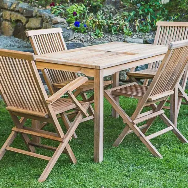 Rectangular Teak Patio Table and Chair Set