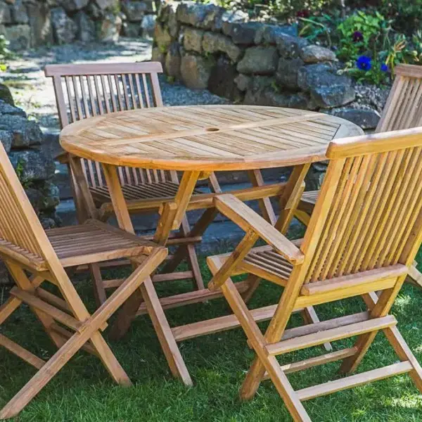Teak Folding Table and Chair Set