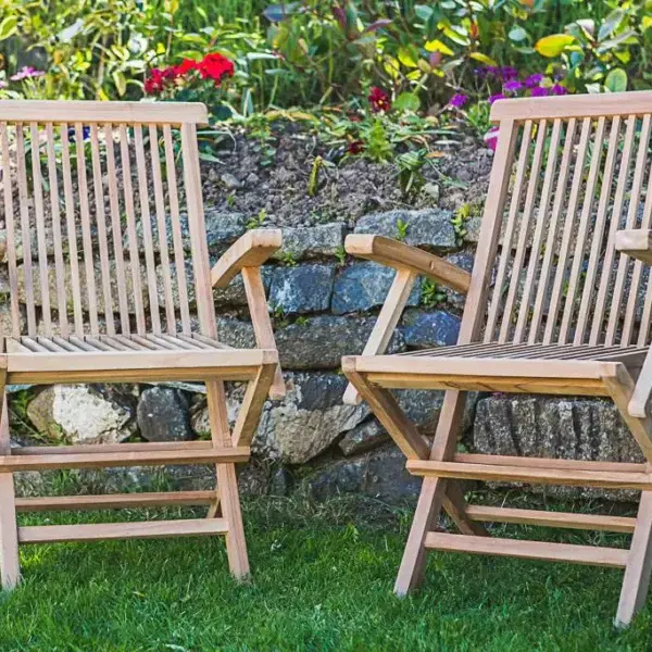 Folding 1.2m Solid Teak Rectangular Garden Table and Chair Set (Combo)-2866