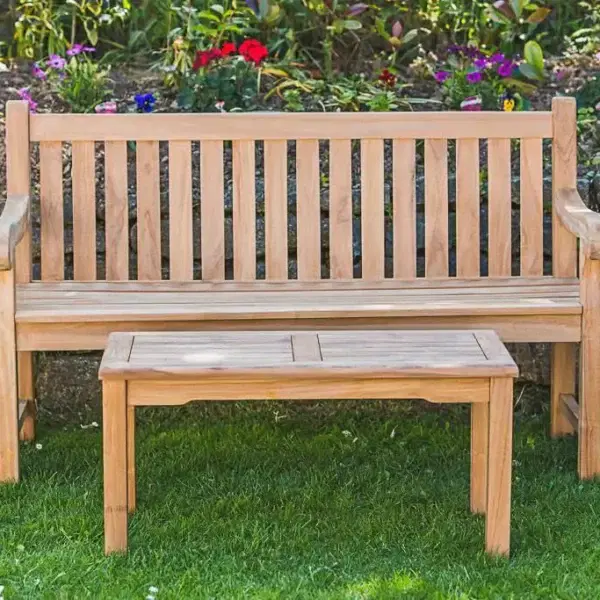 Teak memorial bench set
