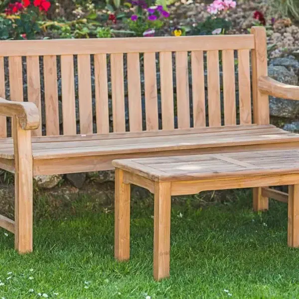 Teak memorial bench set