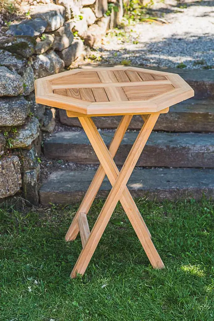 60cm Octagonal 2 Seater Solid Teak Folding Table and Arm Chair Patio Furniture Set-224