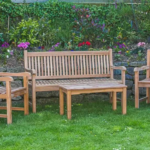 Outdoor teak bench set