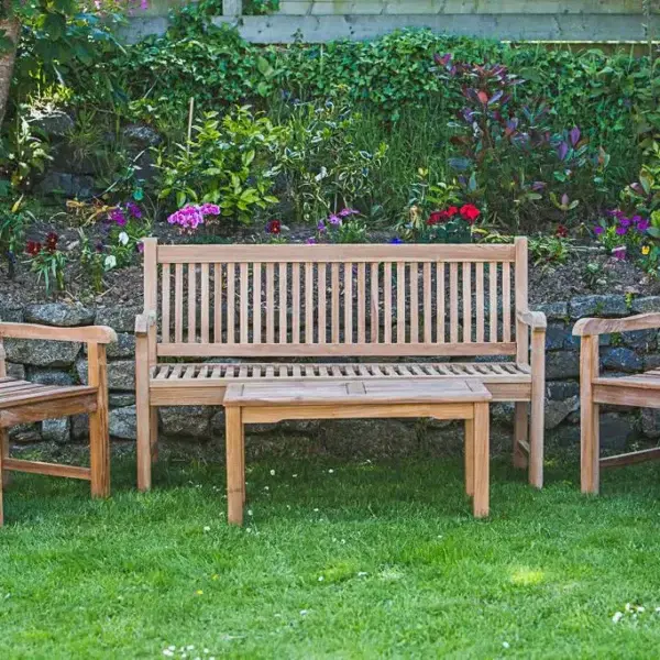 Outdoor teak bench set
