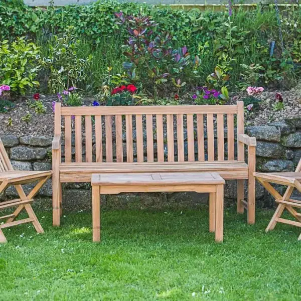 Outdoor teak bench set