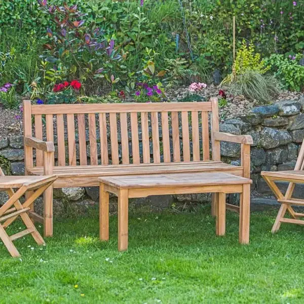 Outdoor teak bench set