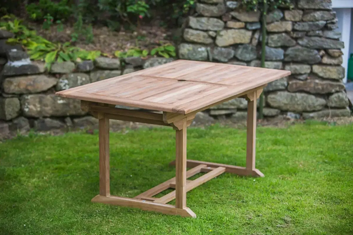 1.6m Solid Teak Rectangular Pedestal Table and Folding Chair Garden Furniture Set (combo)-578