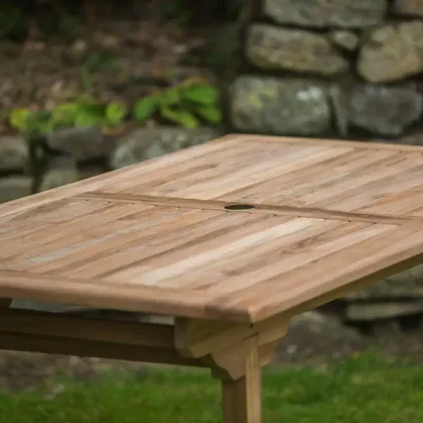 Solid Teak Rectangular 1.6m Pedestal Fixed Garden Table-548