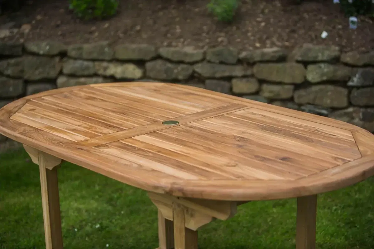 Solid Teak Oval 1.6m Pedestal Fixed Patio Table-565
