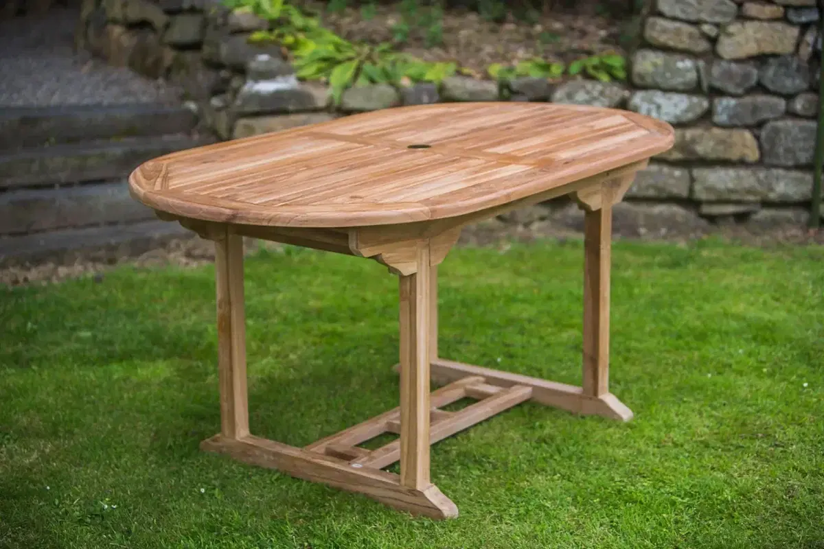 1.6m Solid Teak Oval Pedestal Table and Folding Patio Furniture Set (combo)-581