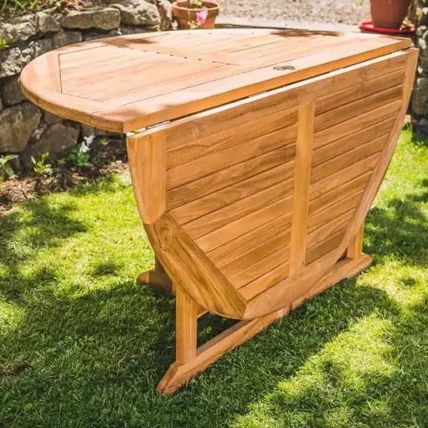 Solid Teak Pedestal 1.4m Folding Table-1024