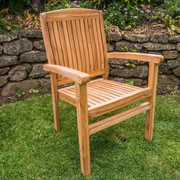 Solid Teak Stacking Garden Chair - Charlotte-0