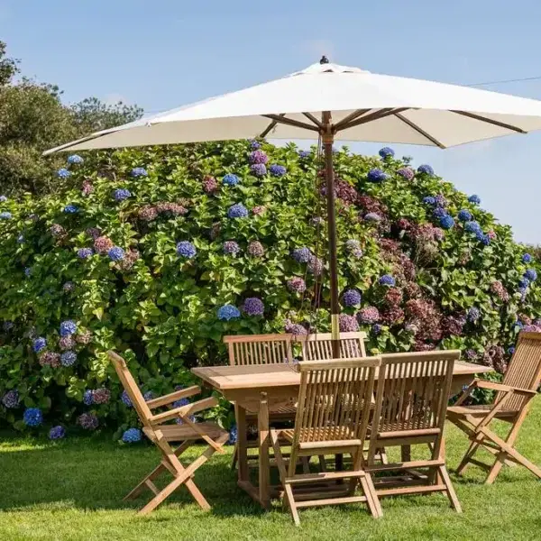 Cream Rectangular 3m x 2m Wooden Garden Parasol-1612