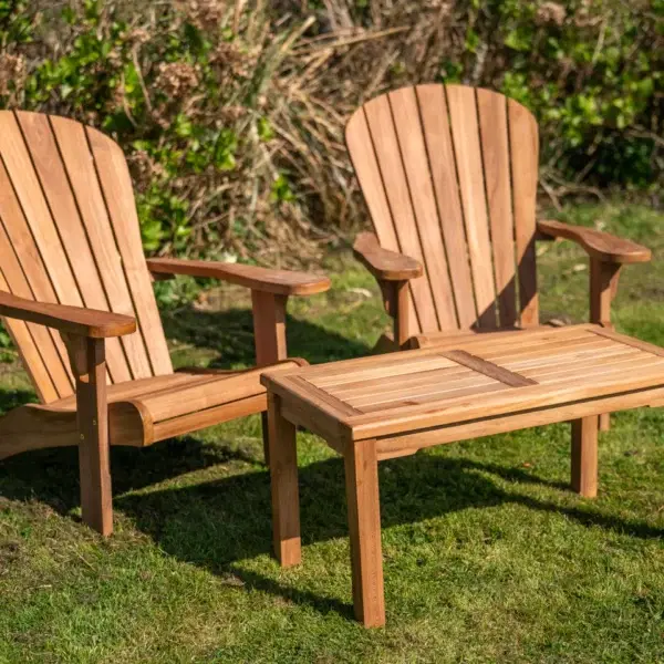 Teak Adirondack Couple Set with Rectangular Coffee Table-1974