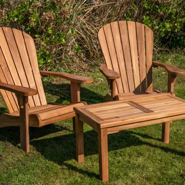 Teak Adirondack Couple Set with Rectangular Coffee Table-0