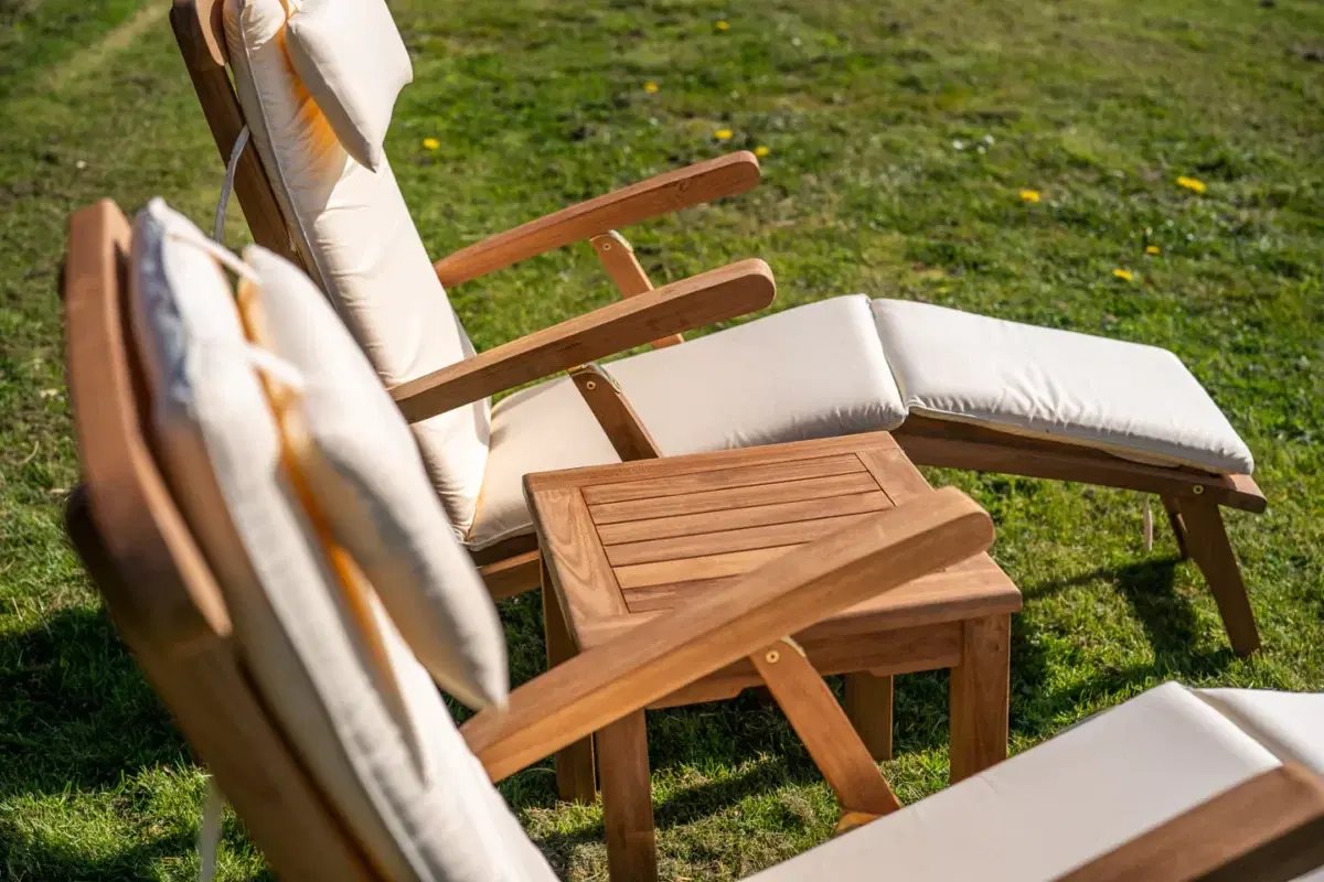 Deluxe Teak Sun Lounger Couple Set with Cushions-1986