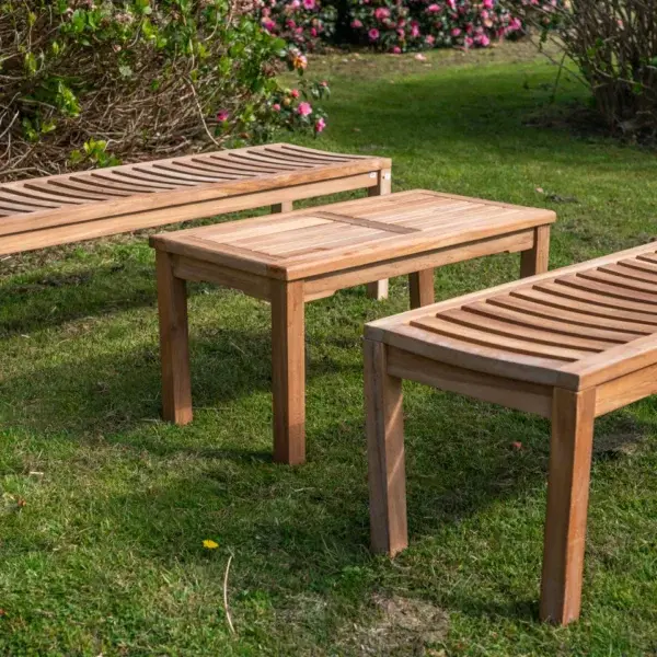Double Backless Bench and Coffee Table Set-0