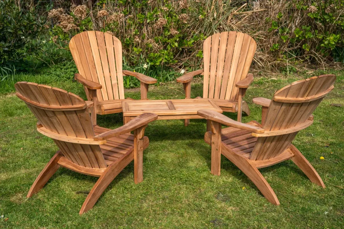 Four Teak Adirondack Family Chair Set-2006