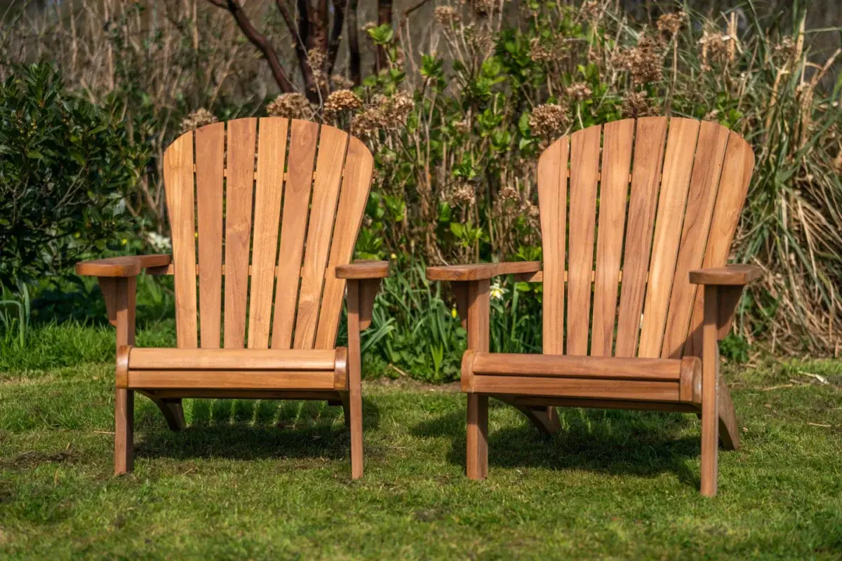 Teak Double Adirondack Couples Garden Set-2027