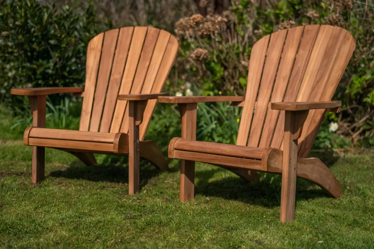 Teak Double Adirondack Couples Garden Set-2029