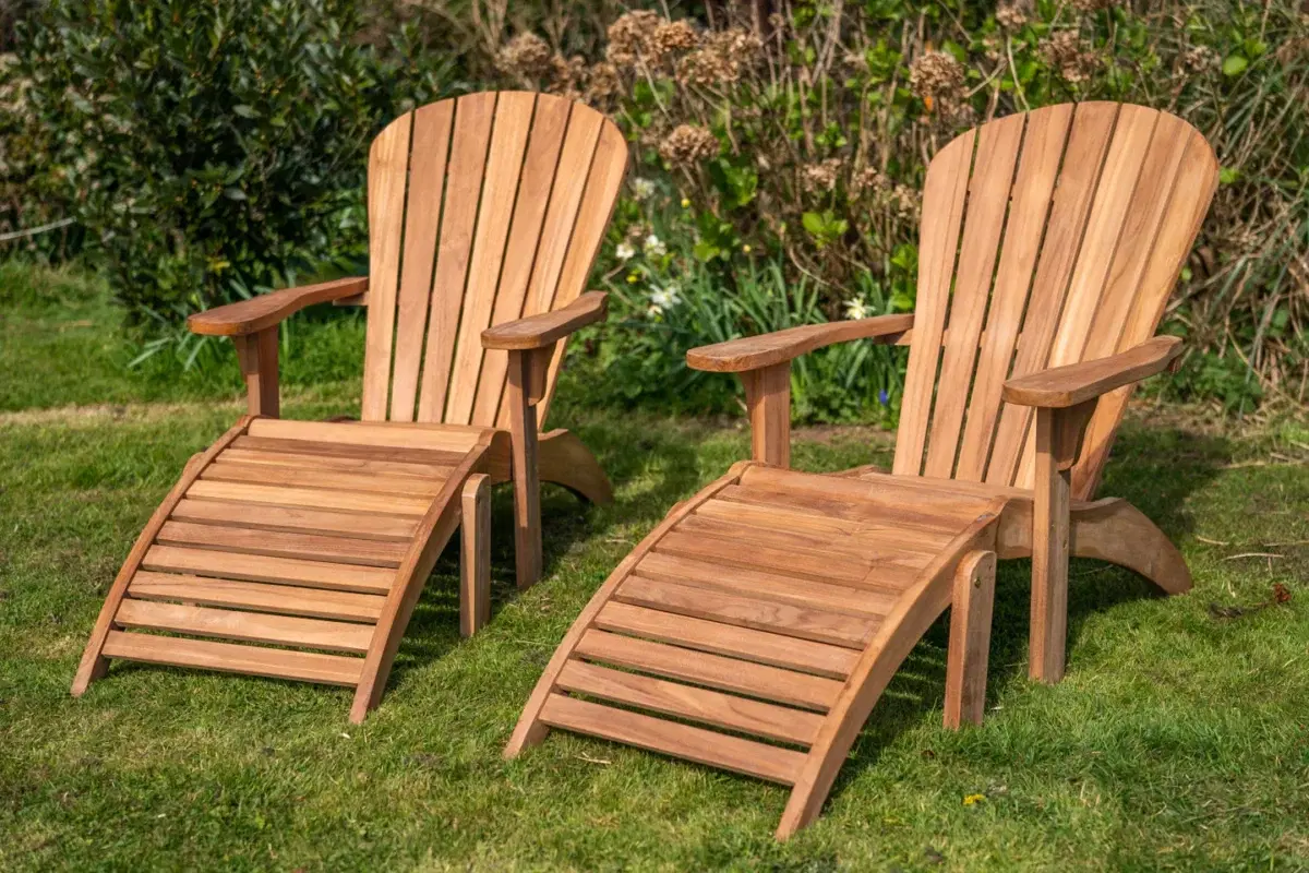 Teak Double Adirondack Couples Loveseat Set-2039